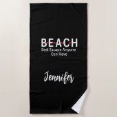 ビーチ最高の脱出誰でも黒を持つことができ ビーチタオル (正面)