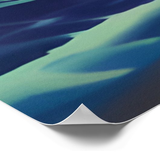 ビーチ月明かりの女性のブルーシードレス ポスター (角)