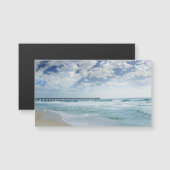 ビーチ桟橋の上の海波写真磁石 (正面/裏面)