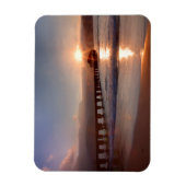 ビーチ桟橋（日没）、ハワイ マグネット (縦)