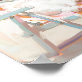 ビーチ椅子付き白猫とサングラスウォールアート ポスター (角)