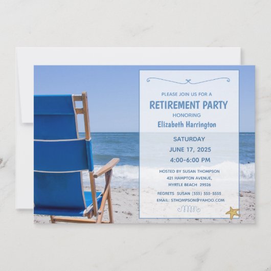 ビーチ椅子退職招待状 招待状 (正面)