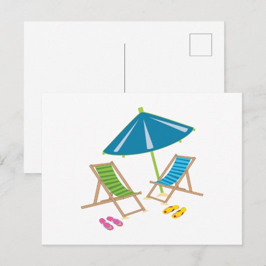 ビーチ椅子 ポストカード (正面/裏面)
