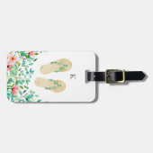 ビーチ植物ビーチサンダルモノグラム ラゲッジタグ (正面横)