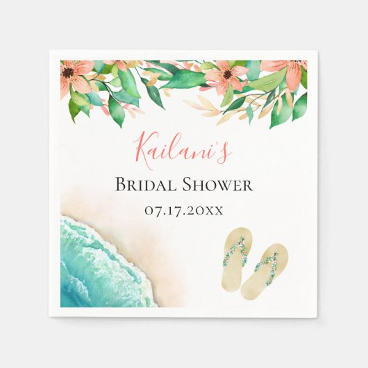 ビーチ植物学パーソナライズされた スタンダードカクテルナプキン (正面)