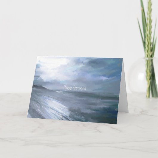 ビーチ歩く退職票 カード (正面)