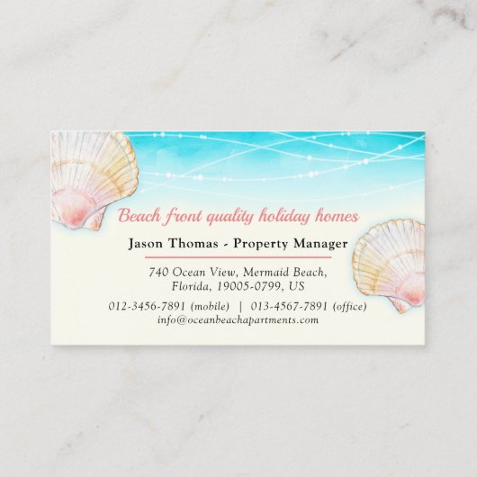 ビーチ殻水色コンド性  名刺 (裏面)