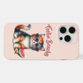 ビーチ気分を満喫する猫の幸せな雰囲気 iPhoneケース (裏面横)