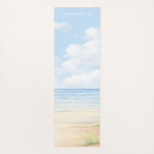 ビーチ水の色パーソナライズされた名 ヨガマット (裏面)