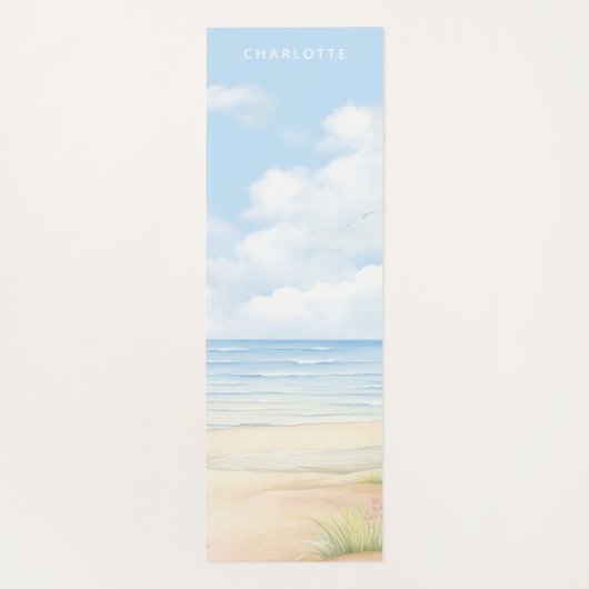 ビーチ水の色パーソナライズされた名 ヨガマット (裏面)