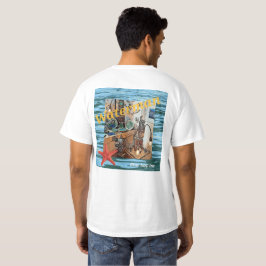 ビーチ水上釣り魚または星魚と水 Tシャツ