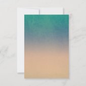 ビーチ水中ティール（緑がかった色）とブルーウェディングRSVP 出欠カード (裏面)