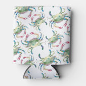 ビーチ水彩ブルーカニ 缶クーラー (正面)