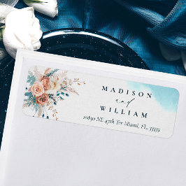 ビーチ水彩差出人住所ラベル ラベル