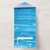 ビーチ水彩熱帯目的地海波 オールインワン招待状 (内側)