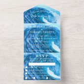 ビーチ水彩熱帯目的地海波 オールインワン招待状 (内側)