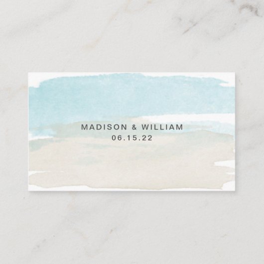 ビーチ水彩結婚式rsvpウェブサイトカード エンクロージャーカード (裏面)