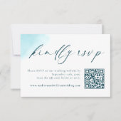 ビーチ水彩結婚式RSVP QRコードカード サンキューカード (正面)