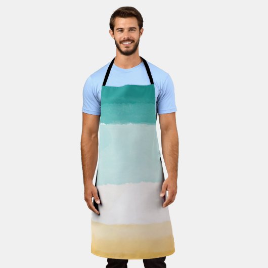 ビーチ水彩 エプロン (着用した状態)