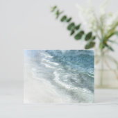 ビーチ水彩 – コースタルティール(緑がかった色)ダークブルーウェーブ ポストカード (スタンド正面)