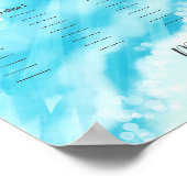 ビーチ水彩《写真》ぼけ味ライト結婚のシーティングチャート ポスター (角)