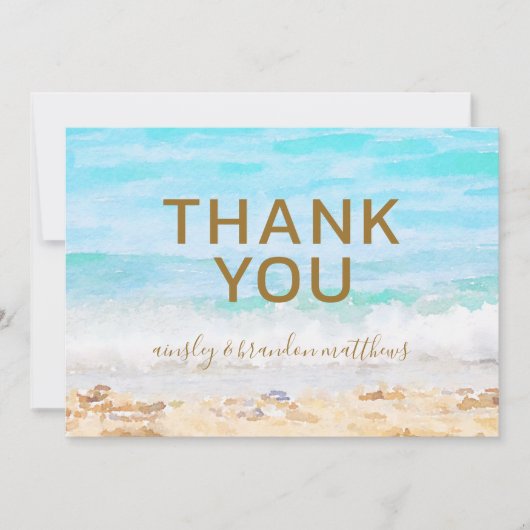 ビーチ水結婚色の空白のサンキューカード サンキューカード (正面)