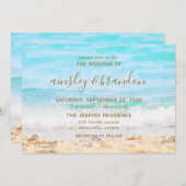 ビーチ水結婚色 招待状 (正面/裏面)