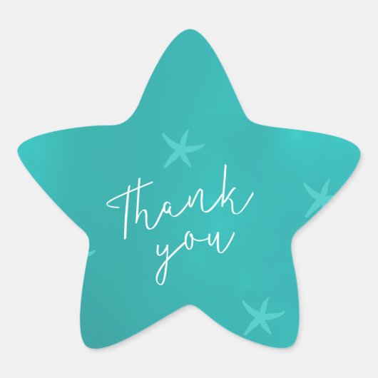 ビーチ水青ターコイズヒトデ結婚ィス 星シール (正面)