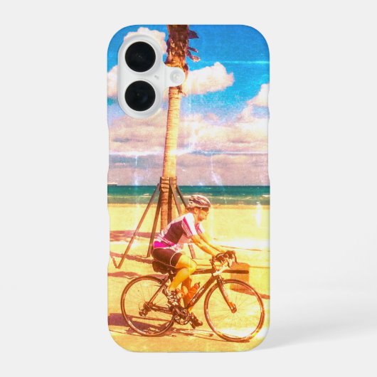 ビーチ沿いのサイクリング iPhone 16ケース (裏面)