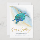 ビーチ沿岸の海Nグリーティングシーカメ3写真 シーズンカード (正面)