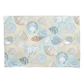 ビーチ沿岸の貝殻のパターン 枕カバー (正面)