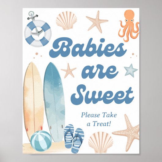 ビーチ沿岸の赤ちゃんシャワーベビーは甘い好意 ポスター (正面)
