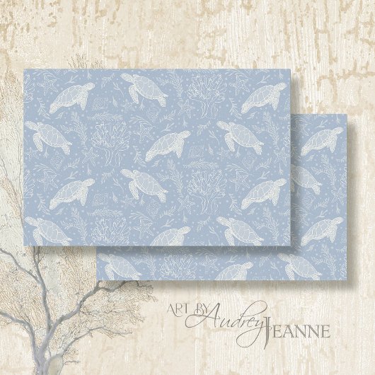 ビーチ沿岸ウミガメ星魚ブルーデコパージュ 薄葉紙