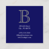 ビーチ沿岸シック航海のネイビーブルーいかり スクエア名刺 (裏面)