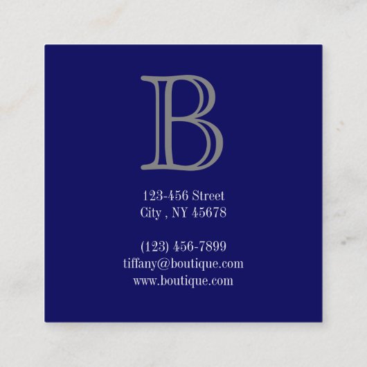 ビーチ沿岸シック航海のネイビーブルーいかり スクエア名刺 (裏面)