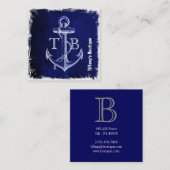 ビーチ沿岸シック航海のネイビーブルーいかり スクエア名刺 (正面/裏面)