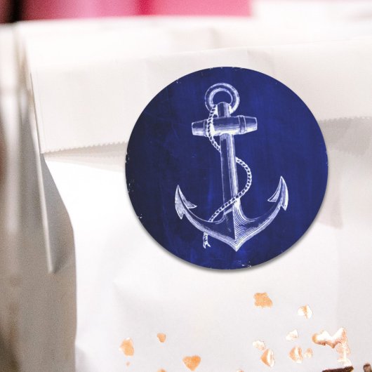 ビーチ沿岸シック航海のネイビーブルーいかり ハートシール