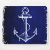 ビーチ沿岸シック航海のネイビーブルーいかり マウスパッド (正面)