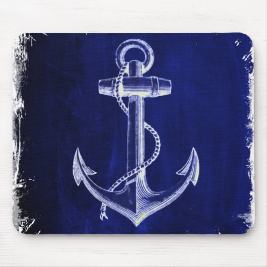 ビーチ沿岸シック航海のネイビーブルーいかり マウスパッド (正面)