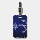 ビーチ沿岸シック航海のネイビーブルーいかり ラゲッジタグ (正面縦)
