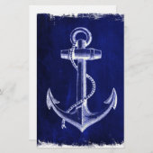 ビーチ沿岸シック航海のネイビーブルーいかり 便箋 (正面/裏面)