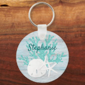 ビーチ沿岸パーソナライズされた キーホルダー (裏面)