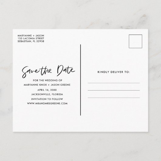 ビーチ沿岸フロリダの結婚式の日付を保存 案内ポストカード (裏面)