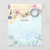 ビーチ沿岸ブライダルシャワー招待状砂海ライフ (裏面)