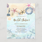 ビーチ沿岸ブライダルシャワー招待状砂海ライフ (正面)