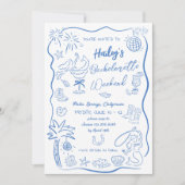 ビーチ沿岸女性のカーボーイバチェロレッテヘンウィークエンド 招待状 (正面)