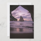 ビーチ沿岸海浜夏結婚海軍 招待状 (裏面)