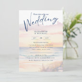 ビーチ沿岸目的地サンセットトロピカル結婚ト 招待状 (スタンド正面)