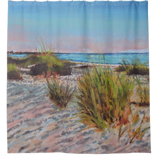ビーチ沿岸絵画のシャワーカーテン シャワーカーテン (正面)