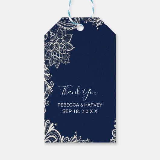 ビーチ沿岸航海の海軍ブルー結婚ズ ギフトタグ (正面)